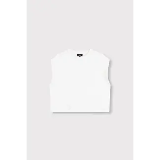 Alix The Label ALIX THE LABEL - LADIES KNITTED SLEEVELESS T-SHIRT - SOFT WHITE