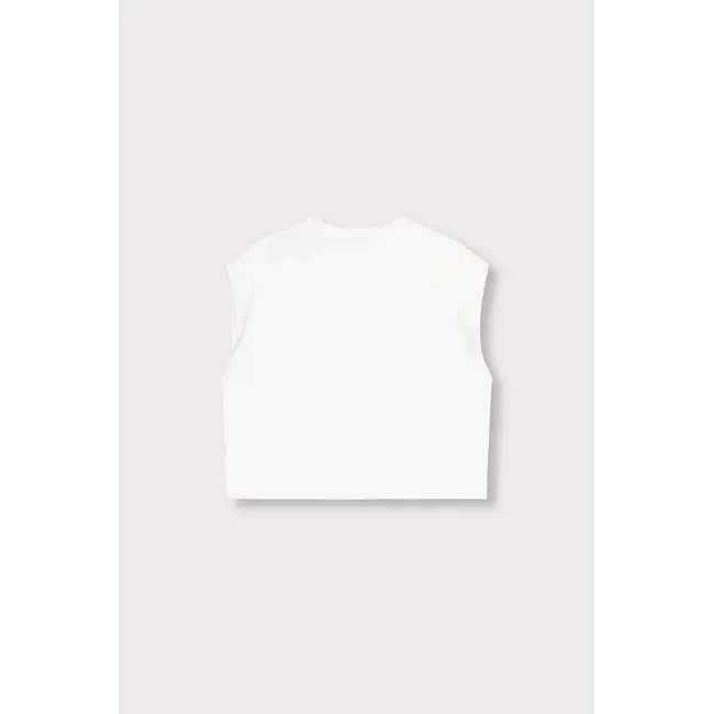 Alix The Label ALIX THE LABEL - LADIES KNITTED SLEEVELESS T-SHIRT - SOFT WHITE