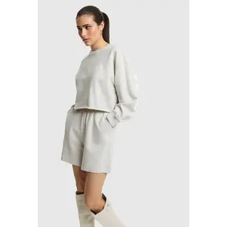 Alix The Label ALIX THE LABEL - LADIES KNITTED BACK PRINT SWEATER - LIGHT GREY MELANGE