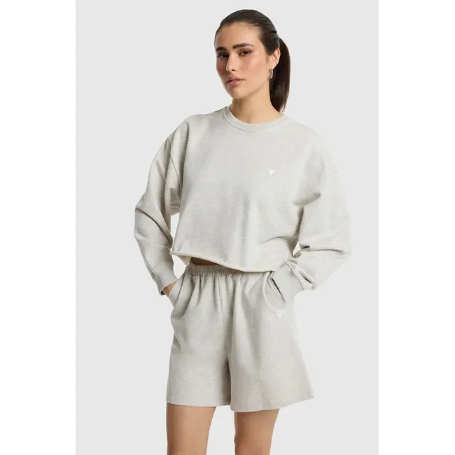 Alix The Label ALIX THE LABEL - LADIES KNITTED BACK PRINT SWEATER - LIGHT GREY MELANGE