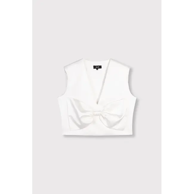 Alix The Label ALIX THE LABEL - LADIES WOVEN TEXT BOW TOP - CREAM