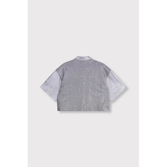 Alix The Label ALIX THE LABEL - LADIES KNITTED FOIL CROPPED BLOUSE - LIGHT GREY