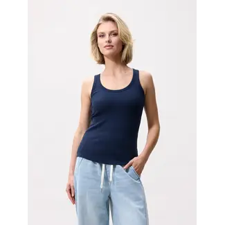 Catwalk Junkie CATWALK JUNKIE - SCOOP NECK RIB SINGLET - NAVY BLAZER