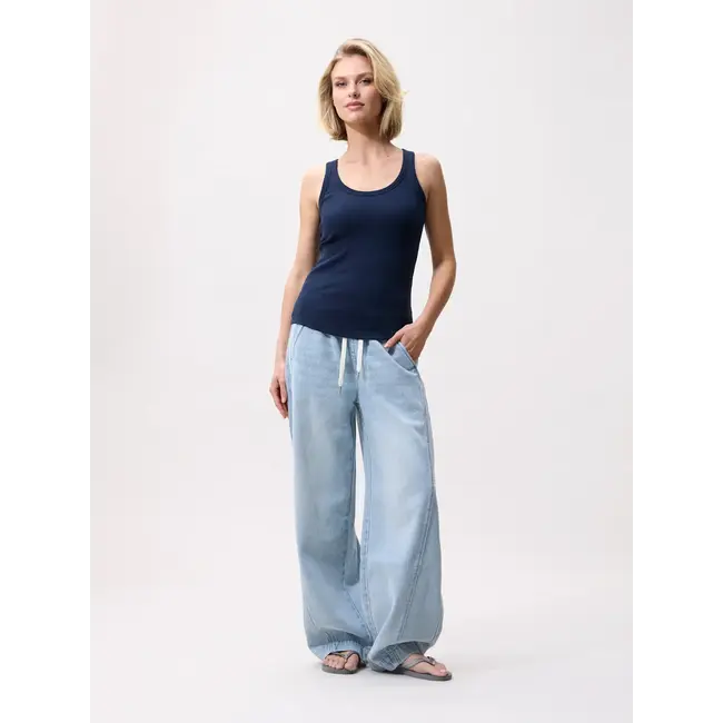 Catwalk Junkie CATWALK JUNKIE - SCOOP NECK RIB SINGLET - NAVY BLAZER