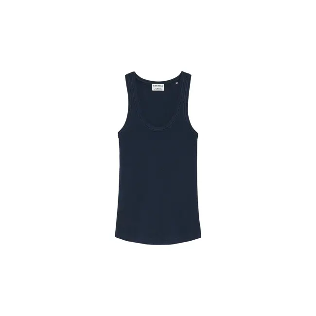 Catwalk Junkie CATWALK JUNKIE - SCOOP NECK RIB SINGLET - NAVY BLAZER