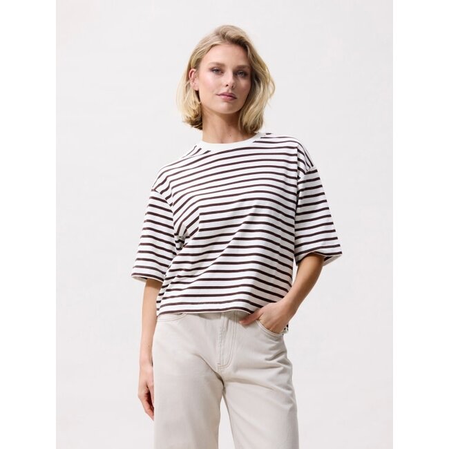 Catwalk Junkie CATWALK JUNKIE - LOOSE FIT STRIPED TSHIRT - ROCKY ROAD