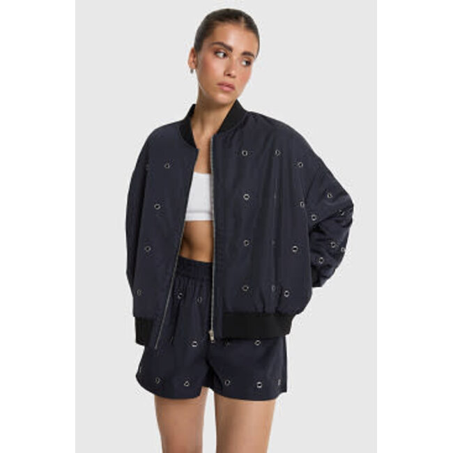 Alix The Label ALIX THE LABEL - WOVEN EYELET BOMBER - NAVY