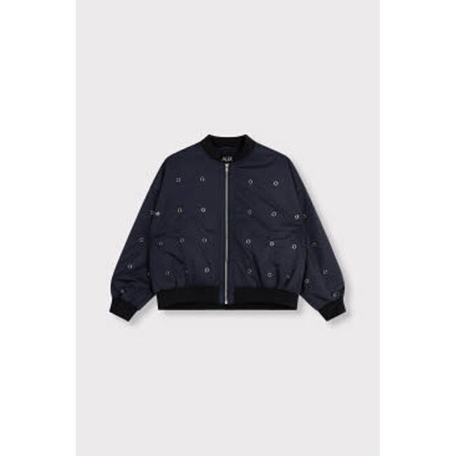 Alix The Label ALIX THE LABEL - WOVEN EYELET BOMBER - NAVY