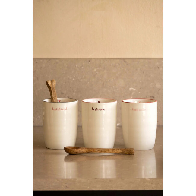 Zusss ZUSSS - COFFEE MUG BEST MOM - WHITE/DARK RED