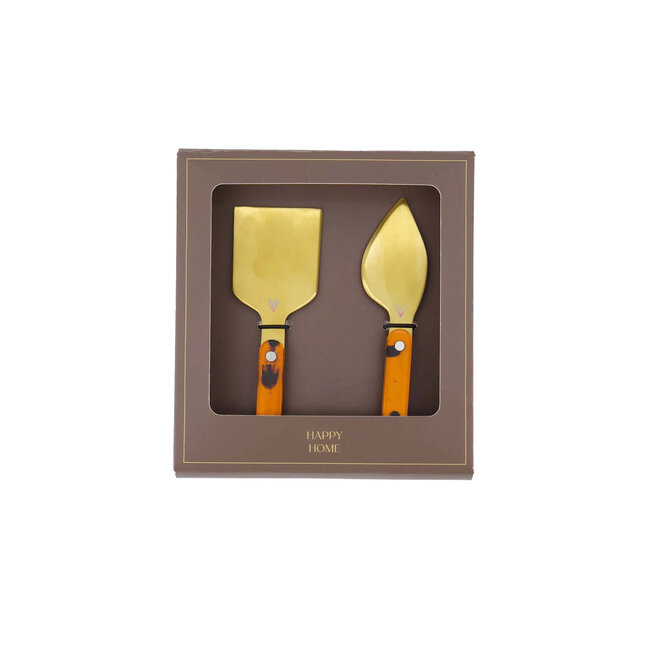 Zusss ZUSSS - CHEESE KNIFES - HAPPY HOME - DARK BROWN/GOLD