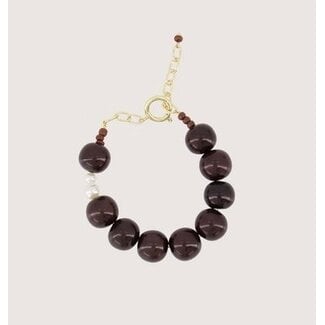 Zusss ZUSSS - CHUNKY BEAD BRACELET - BURGUNDY