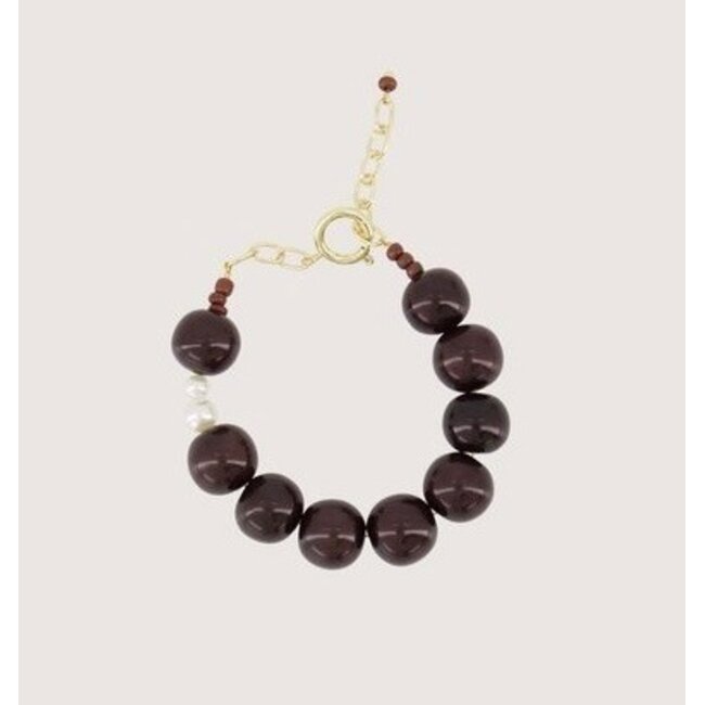 Zusss ZUSSS - CHUNKY BEAD BRACELET - BURGUNDY