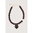 Zusss ZUSSS - CHUNKY BEAD NECKLACE WITH HEART CHARM - DARK CHOCO