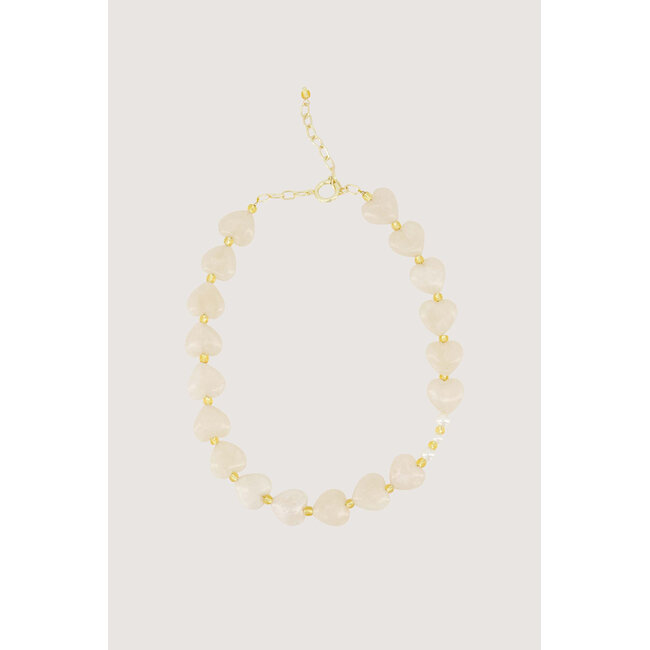 Zusss ZUSSS - HEART NECKLACE WITH PEARLS - GREY OYSTER