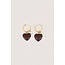 Zusss ZUSSS - EARRING WITH HEART AND PEARL - DARK CHOCO