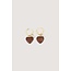 Zusss ZUSSS - EARRING WITH HEART AND PEARL - HAZELNUT
