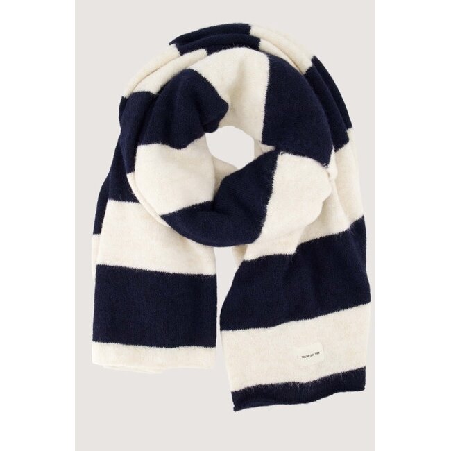 Zusss ZUSSS - STRIPED SCARF BLOCK STRIPE - OFF WHITE/DARK NAVY