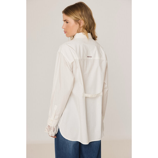 Indi&Cold INDI & COLD - CLASSIC SHIRT WITH LACE CUFFS - WHITE