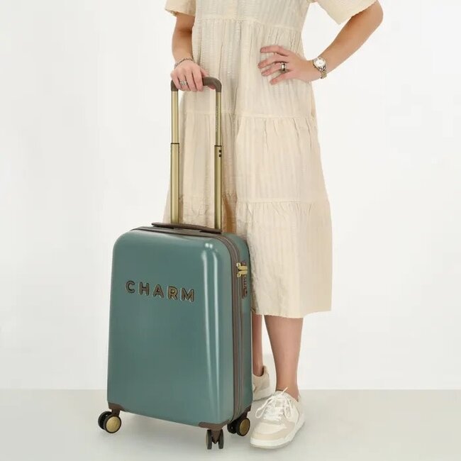 CHARM LONDON CHARM LONDON - CAPETOWN KOFFER - TROLLEY - DONKERGROEN