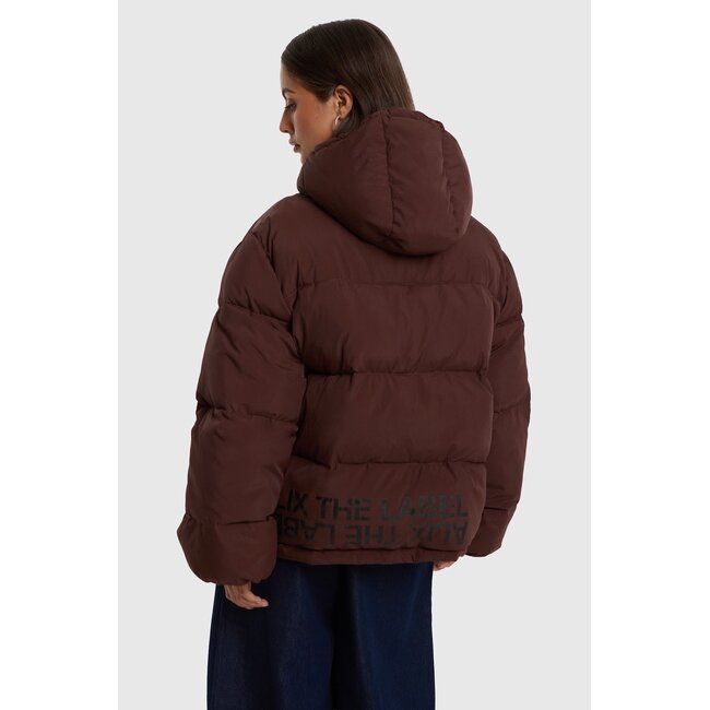 Alix The Label ALIX THE LABEL - LADIES WOVEN PUFFER COAT - WARM BROWN