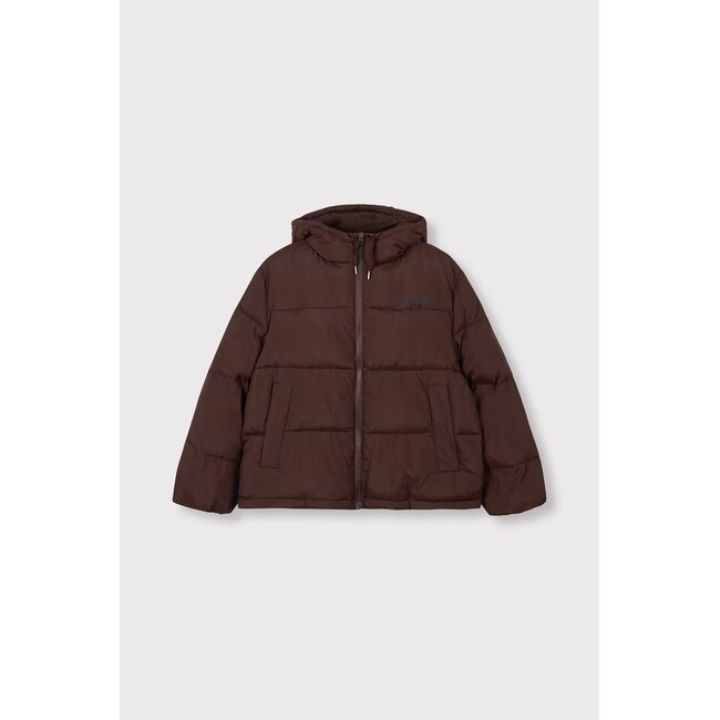 Alix The Label ALIX THE LABEL - LADIES WOVEN PUFFER COAT - WARM BROWN