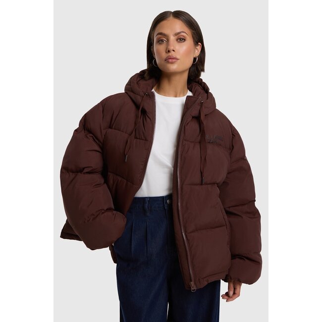 Alix The Label ALIX THE LABEL - LADIES WOVEN PUFFER COAT - WARM BROWN
