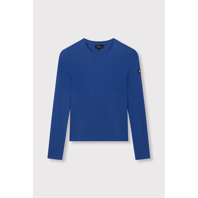 Alix The Label ALIX THE LABEL - LADIES KNITTED RIB LONGSLEEVE TOP - DARK BLUE