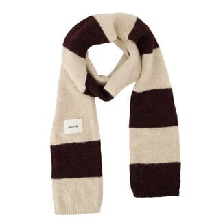 Zusss ZUSSS - THIN STRIPED SCARF TWO-TONE - DARK CHOCO/GREY OYSTER
