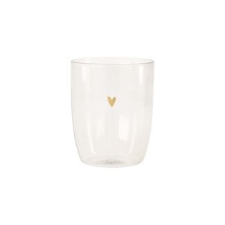 Zusss ZUSSS -DRINKING GLASS HEART - BROWN/GOLD