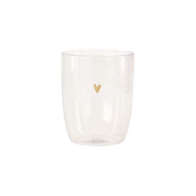 Zusss ZUSSS -DRINKING GLASS HEART - BROWN/GOLD
