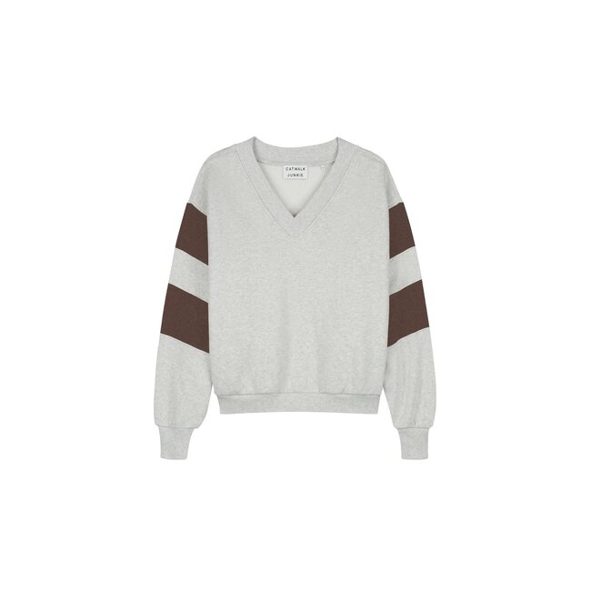 Catwalk Junkie CATWALK JUNKIE - SPORTY VNECK SWEATER - LIGHT GREY MELANGE