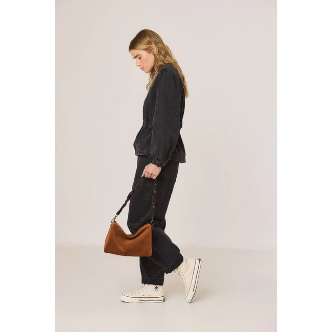 Indi&Cold INDI & COLD - BALLOON SLEEVE - HERRINGBONE SHIRT - BLACK