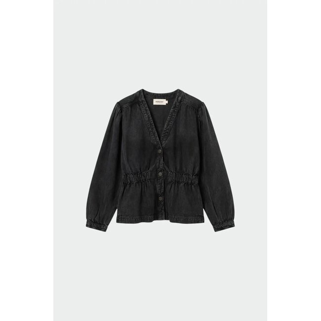 Indi&Cold INDI & COLD - BALLOON SLEEVE - HERRINGBONE SHIRT - BLACK