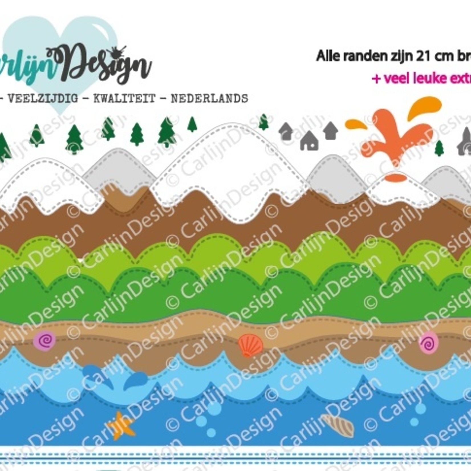 CarlijnDesign Snijmallen Slimline randen 4 bergen & water