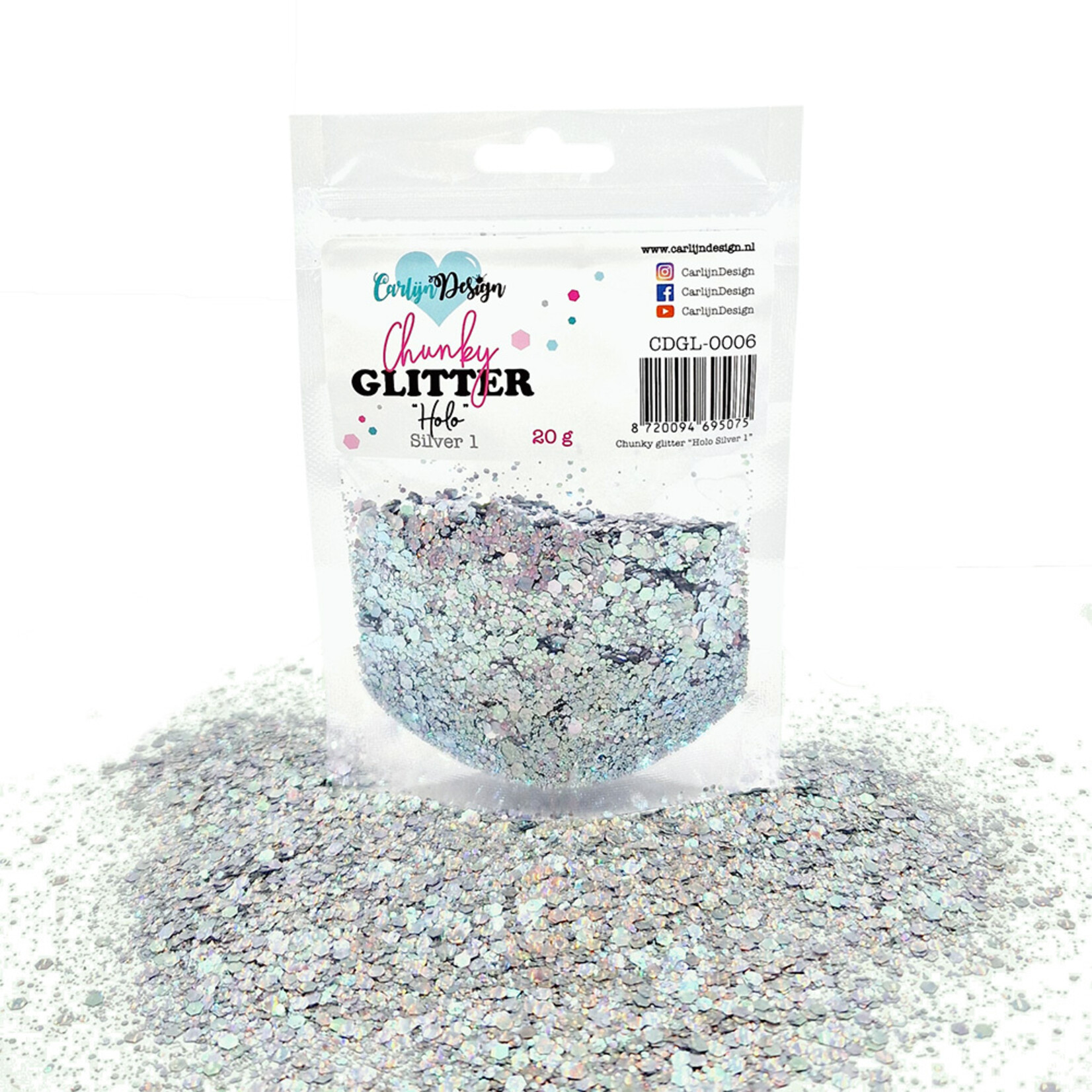 CarlijnDesign Chunky glitter Holo Silver 1