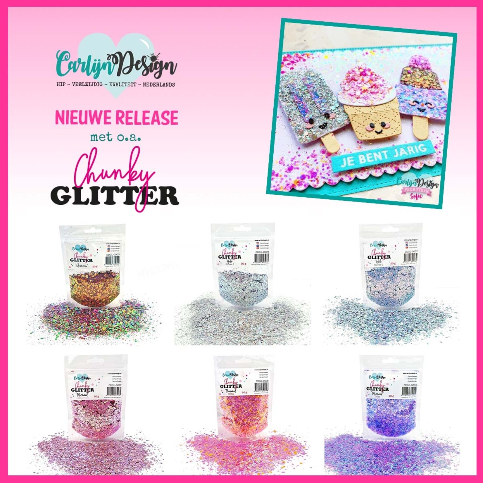 CarlijnDesign Chunky glitter COMBO PACK 1 Summer 6x