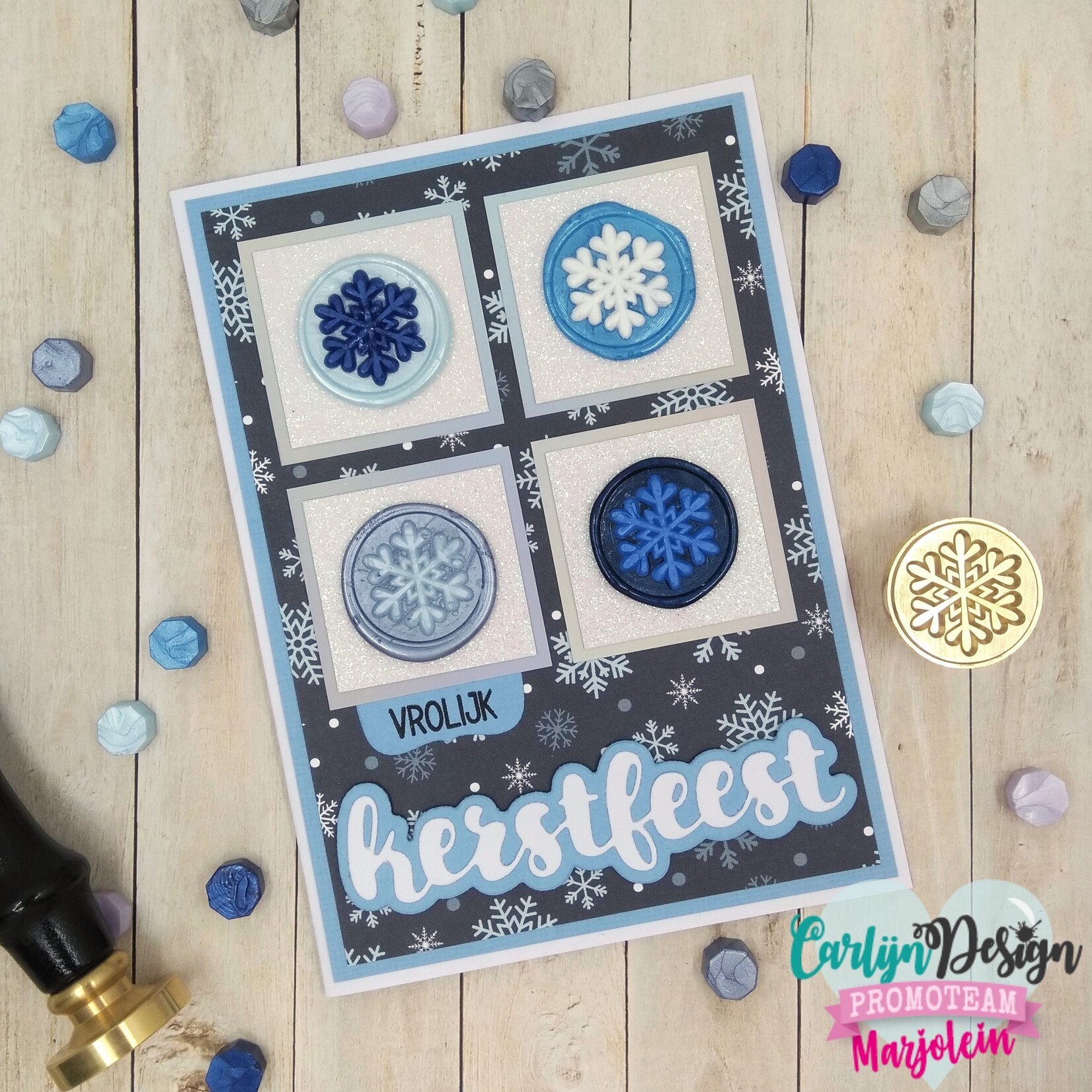 CarlijnDesign Waxzegel stempel 36 Sneeuwvlok + handvat