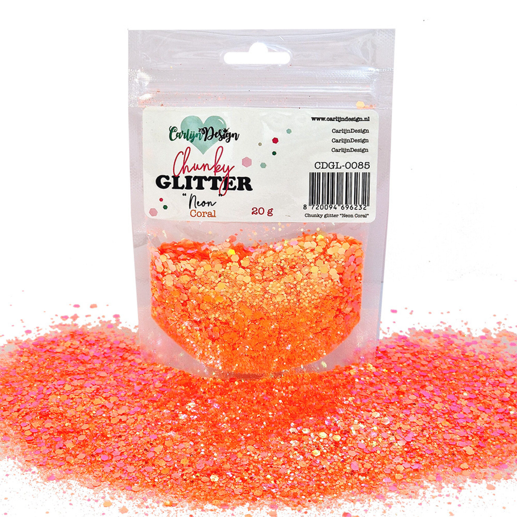 CarlijnDesign Chunky glitter Neon Coral