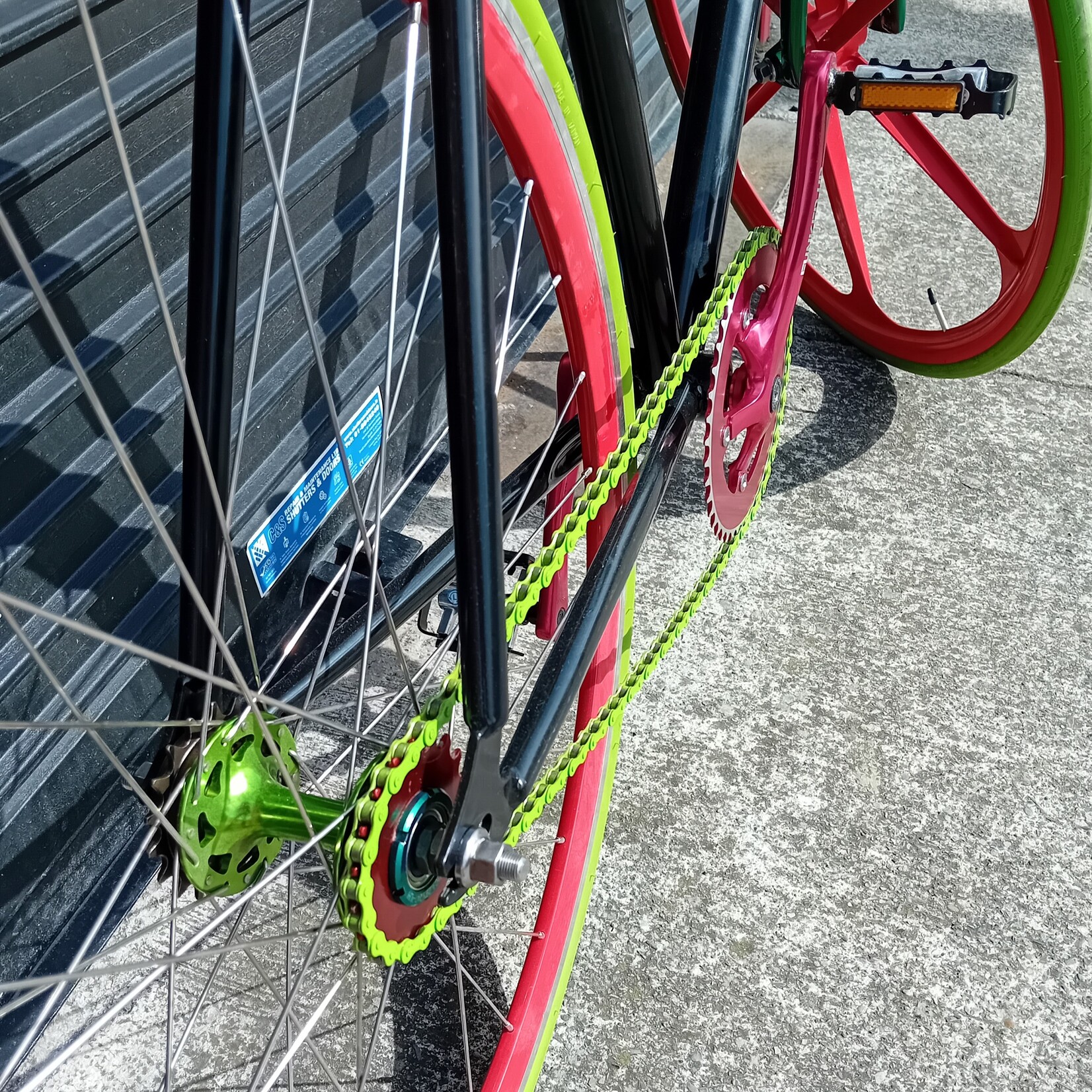 Frontline Bike Fixey Frame Black with Red Mag Wheel 13968 Frontline Bikes