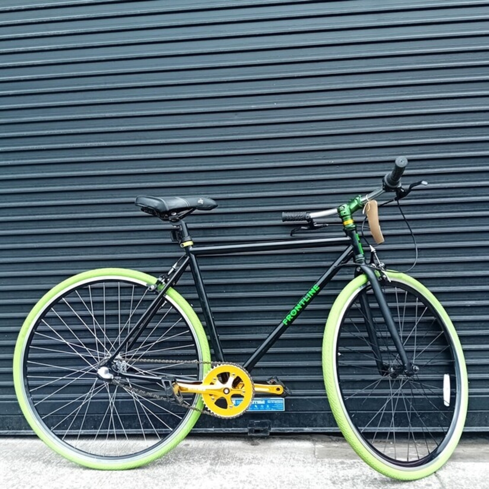 Frontline Bikes Men s Fixie Bicycle Green Gold Frontline Bikes