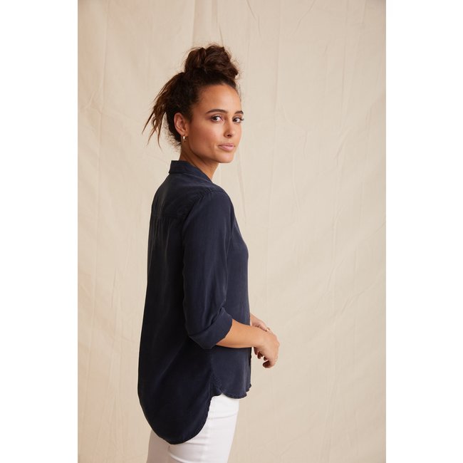 Bella Dahl SHIRT TAIL BLOUSE 7/8 SLEEVE ENDLESS SEA