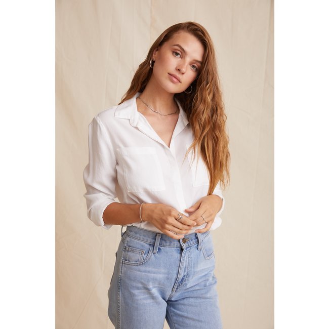 Bella Dahl TWO POCKET BUTTON DOWN BLOUSE WHITE