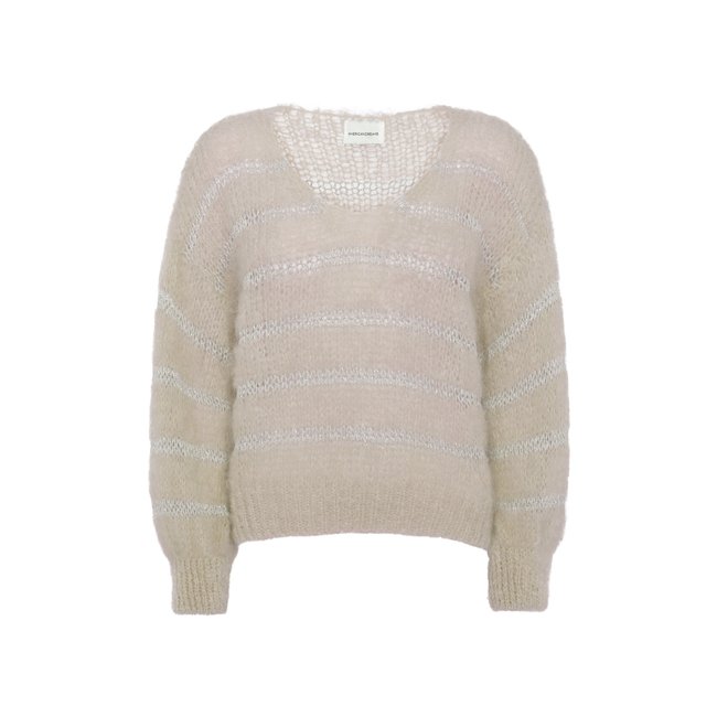 American Dreams KATIE LS KNIT BEIGE W/SILVER