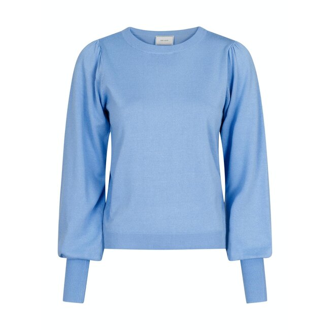 Neo Noir Magdalena Solid Knit Blouse SKY BLUE