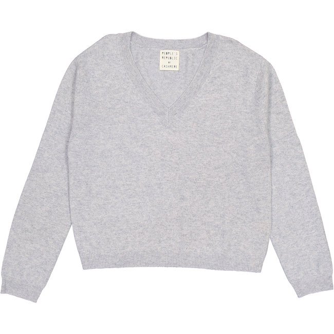 PEOPLE'S REPUBLIC OF CASHMERE WOMEN'S BOXY V-NECK ASH GREY