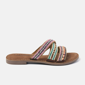 Lazamani LADIES MULES BEADS TAN