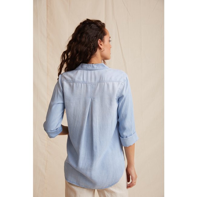 Bella Dahl SHIRT TAIL BLOUSE 7/8 SLEEVE SUNBLEACH WASH