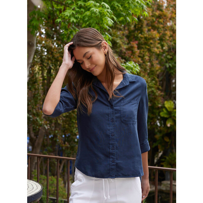 Bella Dahl SHIRT TAIL BLOUSE 7/8 SLEEVE ENDLESS SEA