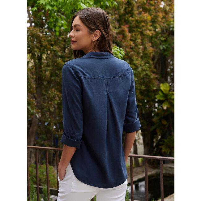 Bella Dahl SHIRT TAIL BLOUSE 7/8 SLEEVE ENDLESS SEA