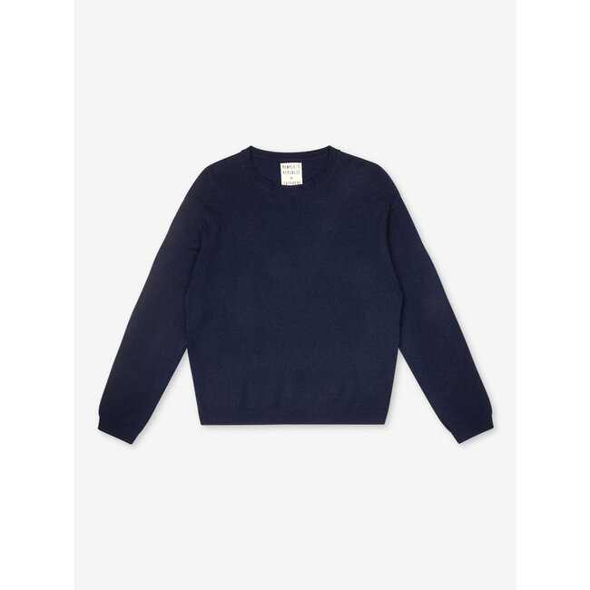 PEOPLE'S REPLUBIC OF CASHMERE WOMEN'S BOXY O-NECK NAVY BLUE
